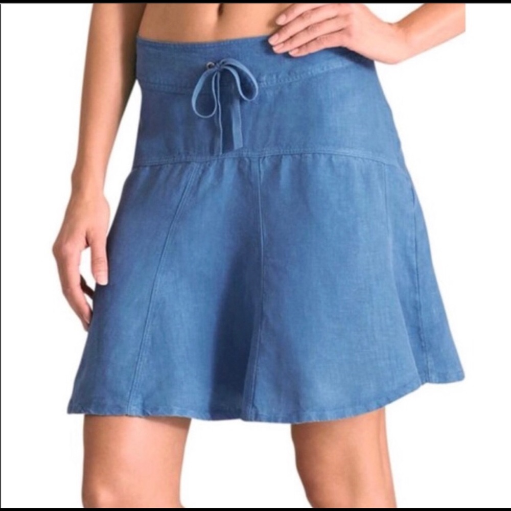 Athleta 100% Linen Blue Skirt